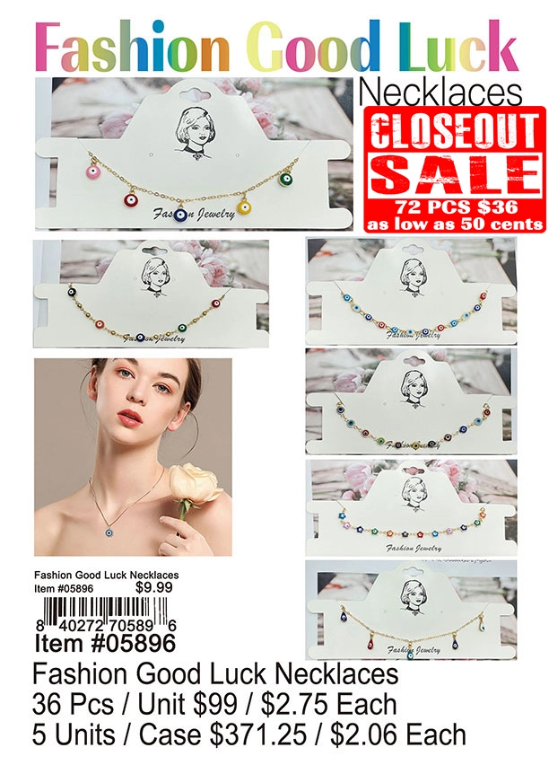 Fashion Good Luck Necklaces - Closeout 72 Pcs.